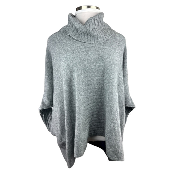 Nordstrom Collection 100% Cashmere Gray Cowl Neck Poncho Sweater Oversized XS/S - Picture 4 of 14